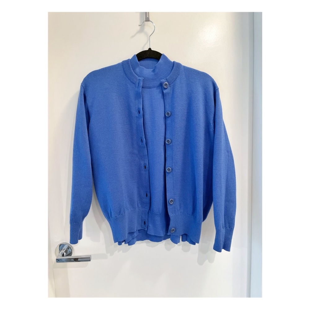 BALLANTYNE Blue Knit Set – Cardigan & Mockneck Sweater